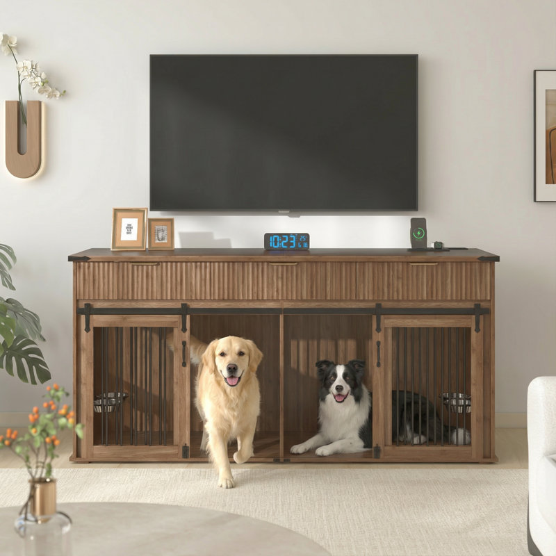 Tucker Murphy Pet™ Large Dog Crate Furniture With 3 Drawers & Power ...